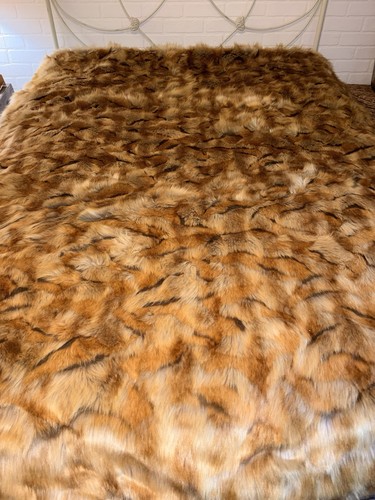 Williams Sonoma Faux Fur Throw Large Luxury RED FOX 60 X 80 Exotic Heavy
