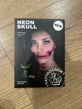 Skull Face Temporary Tattoos neon skull  Waterproof Halloween Designs