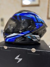 CASCO MOTO INTEGRALE FIBRA SCORPION EXO GT SP AIR AUGUSTA BLACK BLU TG XL