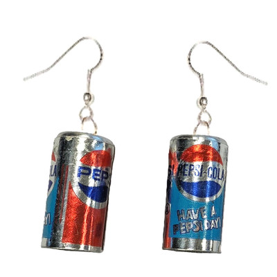 Funky Retro PEPSI CAN EARRINGS Soda Pop Drink Cola Gumball Charm Novelty Jewelry