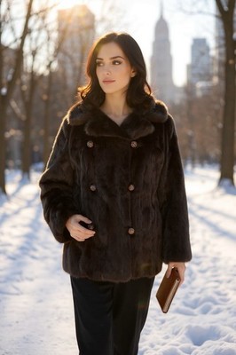 Ladies Vintage Rich Mahogany Brown Mink Fur Jacket 