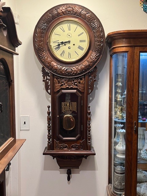 Large Ornate Carved Tall Wall Clock Mechanical Movement CTx# 26-103