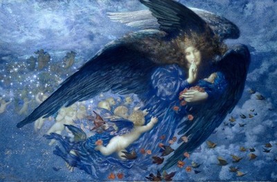 Night with her Train of Stars Edward Robert Poster Druck gerahmt Leinwand Wandbild