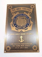 1960 United States Coast Guard Auxiliary 15th Annual Rendezvous Sign Plaque