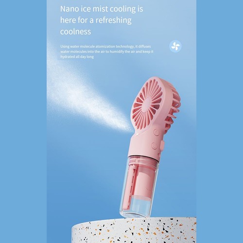 Compact Handheld Fan with Misting Spray Rechargeable Stay Cool Outdoors - Afbeelding 3 van 15
