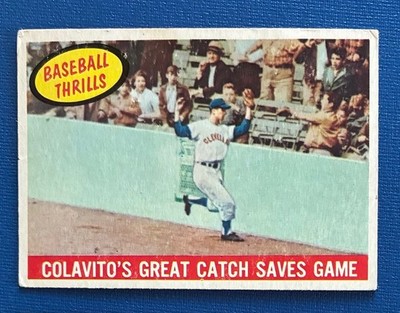 1959 Topps #462 Thrills - Colavito's Great Catch Saves Game - EX (No Creases)