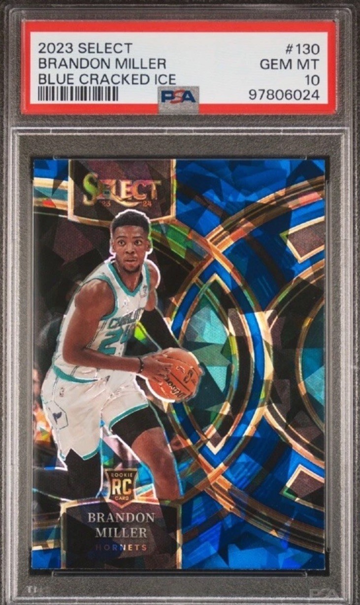 2023 PANINI SELECT #130 Brandon Miller RC Blue Cracked Ice PSA 10