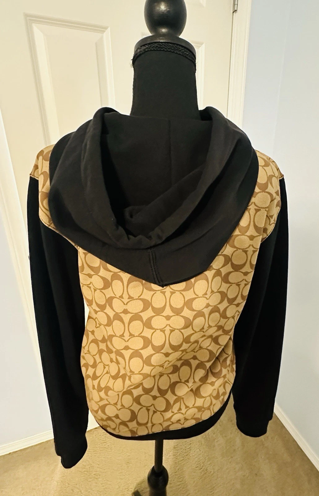 Coach Felpa con Cappuccio Uomo Zip Taglia X Small Firma Logo C Nero Marrone