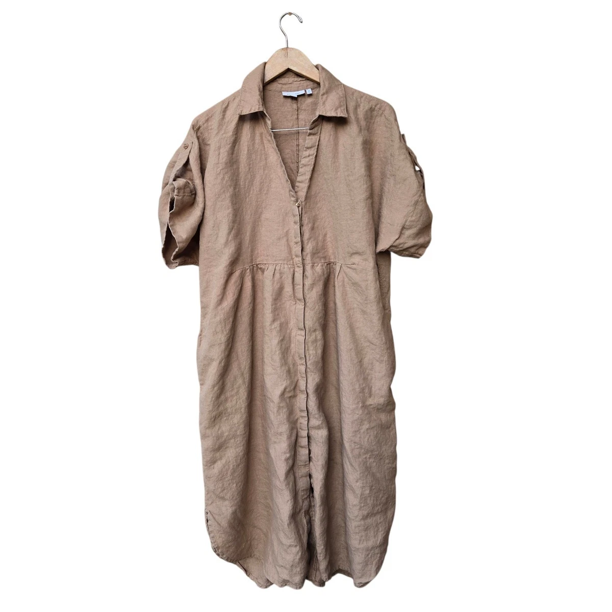 chinese dress ladies 100% Linen Natural Summer V-Neck Dress ALEXA  LINTICO