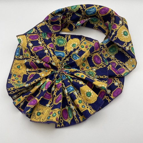 Mademoiselle Vintage Schal Haken Schleife 8,5x24" Schmuckfarben Halskette lila gold - Bild 1 von 6