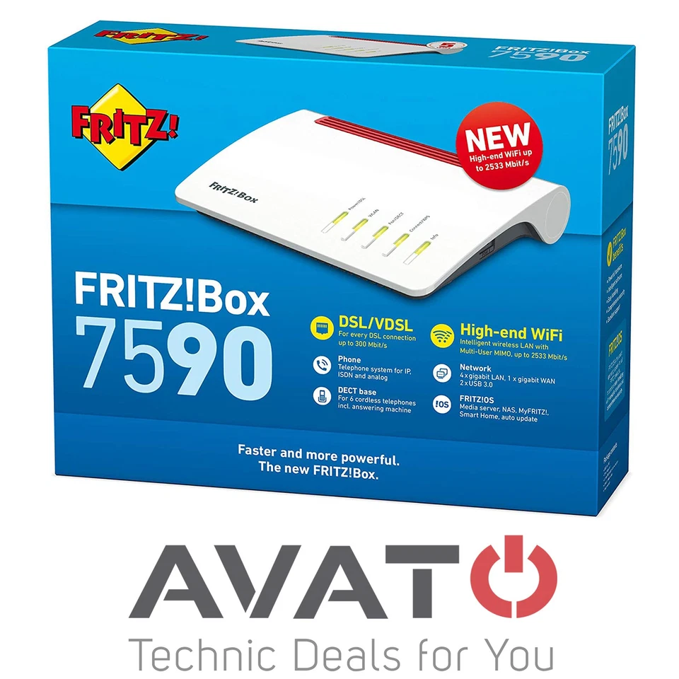 AVM FRITZBox 7590 VDSL DSL Supervectoring Gigabit Modem MESH WLAN MU-MIMO *TOP* 