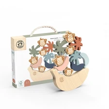 Speedy Monkey See Saw Game, Wooden Stacking Blocks, Balance Beam with Bananas...