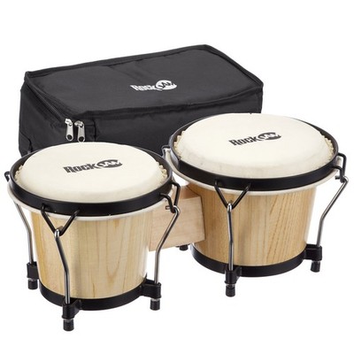 Bongo Drum Set 7'' & 8'' with Padded Bag and Tuning Key for Beginners
