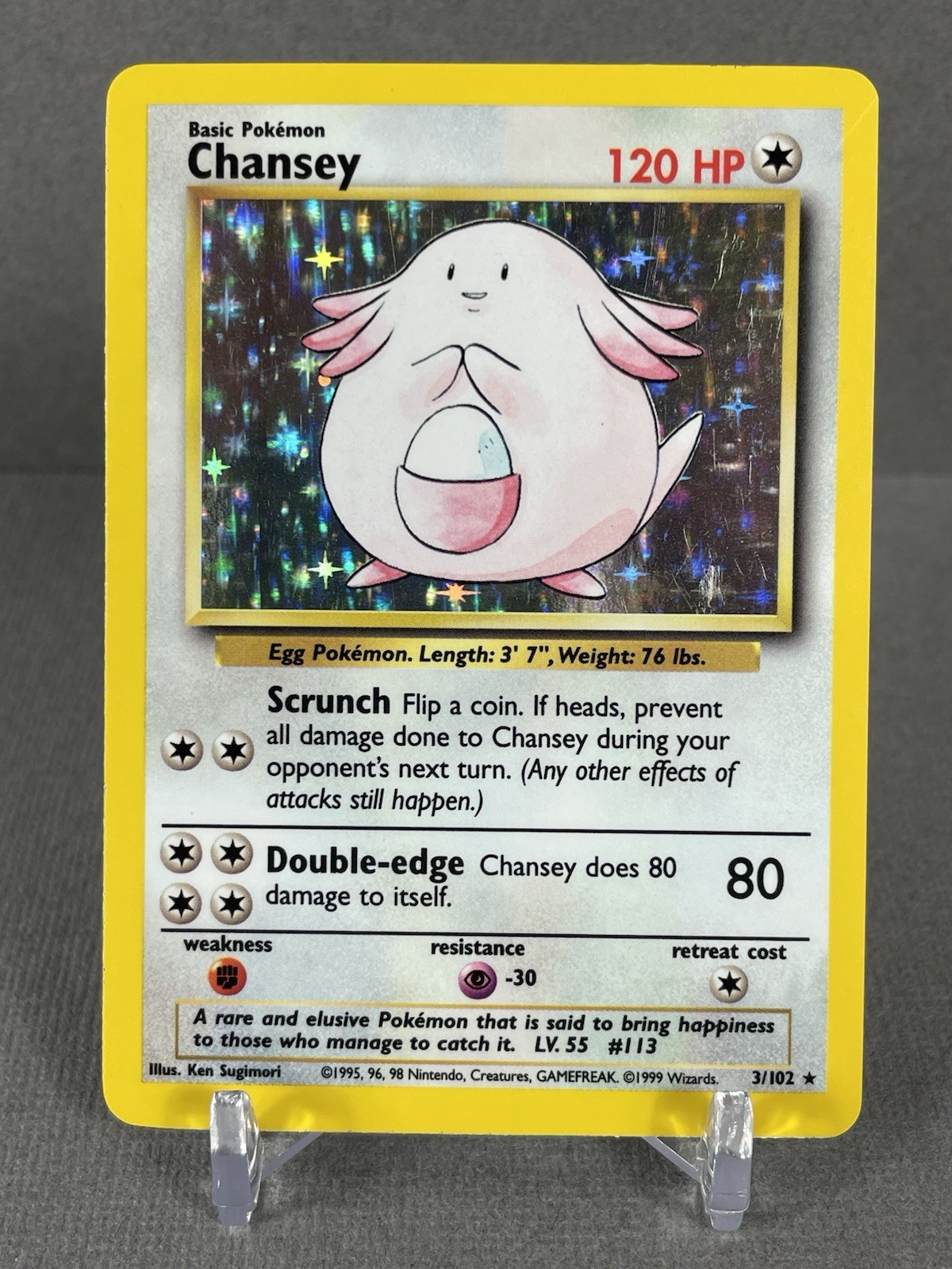 Chansey 3/102 Holo Holo Rare Base Set Unlimited 1999 Pokemon LP #2