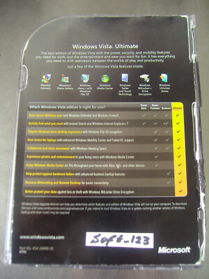 Microsoft Windows Vista Ultimate Full 32 Bit & 64 Bit DVDs =RETAIL