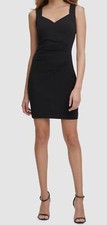 GUESS Women's Black Scuba Crepe Sweetheart Neck Sheath Dress Size 8