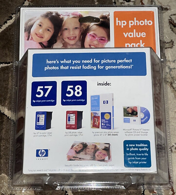 Genuine HP Hewlett Packard Inkjet Printer Ink HP 57 HP 58 Tri Color ...