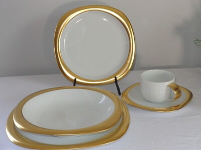 1970s Rosenthal Porcelain Concept 2 Suomi 5 Pc Place Setting Gold Rim (A)
