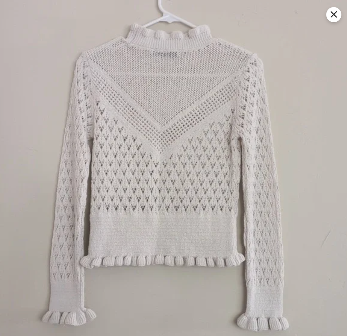 トップス ZARA KNIT SWEATER WITH RUFFLE TRIMS TRF ZARA NEW POINTELLE KNIT RUFFLED SWEATER CREAM WHITE S,M L | eBay