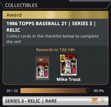 1986 TOPPS BASEBALL 2021 Series 3 RARE RELIC 22 CARD SET BUNT DIGITAL