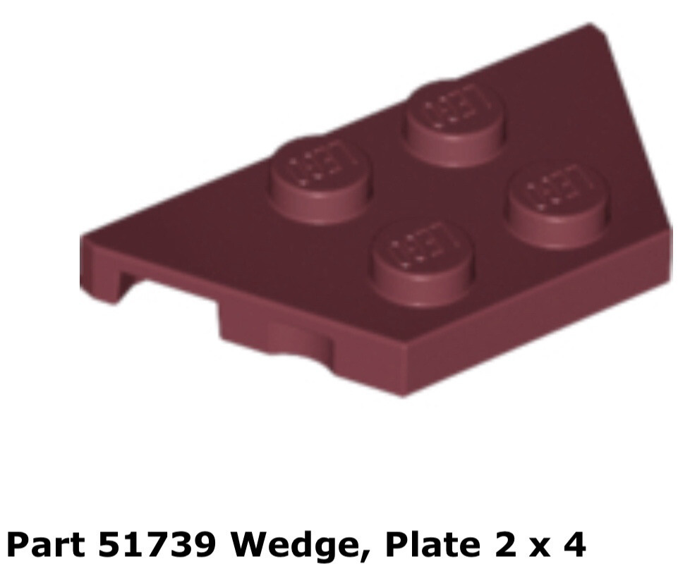 Lego 1x 51739 Dark Red Wedge, Plate 2 x 4 Set 7259 | eBay