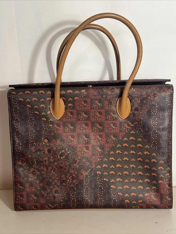 Bolso de Mano Escada Marrón Floral Cartera Cierre Plegable Magnético Porta Archivos Bolso Foto 2 de 4