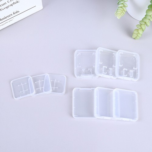 10Pcs Transparent SD TF CF Memory Card Storage Box Holder Box Protective Case - Afbeelding 3 van 13
