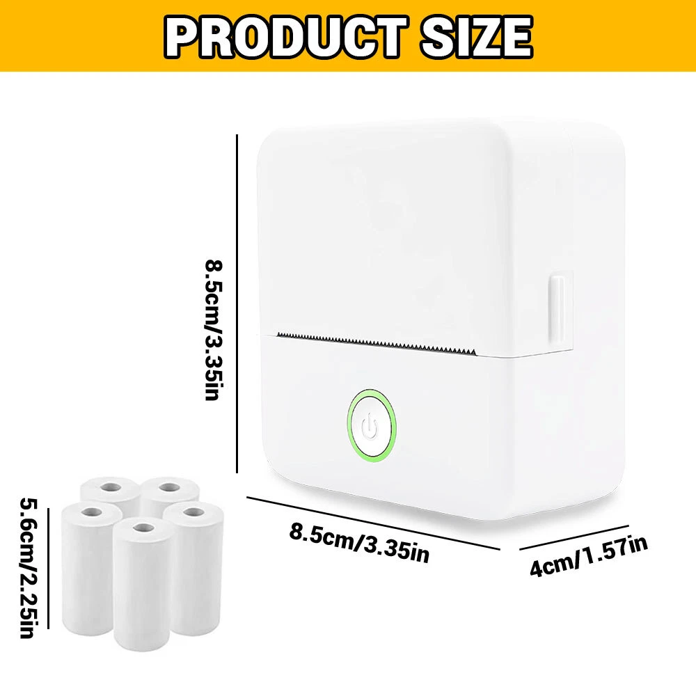 Mini Portable Bluetooth Thermal Photo Printer with Label Paper Set  