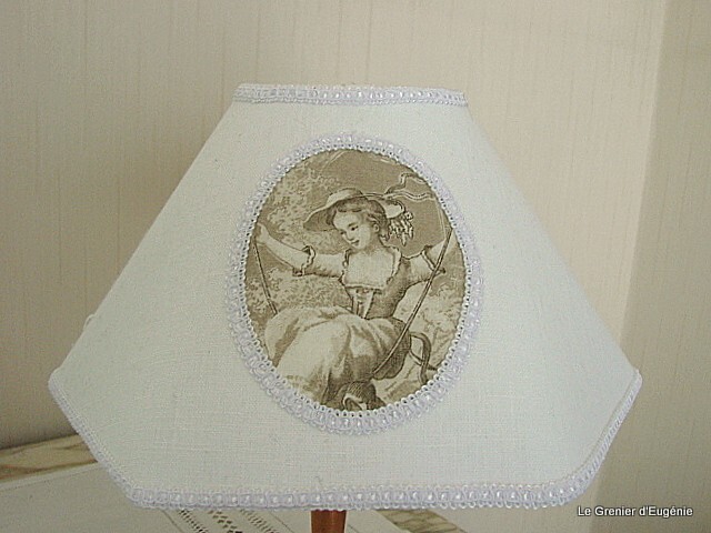 Abat-jour hexagonal linge ancien 30cm pour remplacer un abat-jour jauni ou classique