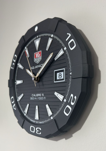 TAG Heuer Aquaracer Calibre 5–inspired 3D printed wall clock - Picture 3 of 5