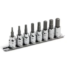 Powerbuilt Hex Bit Socket Set 8 Pc 3/8 Inch Drive Metric 3-10Mm Storage Rail  0