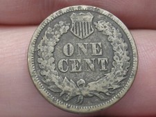 1863 Copper Nickel Indian Head Cent Penny- VG/Fine Details, Die Break/Crack