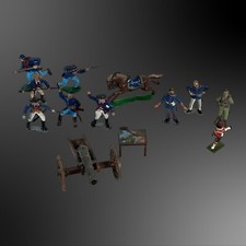 1960  s Strombecker Lead Metal Toy Soldier Lot Cannon Officers Table