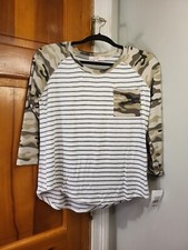 Moa Moa NWT Girls Camo And Striped Top Made In USA Sz XL