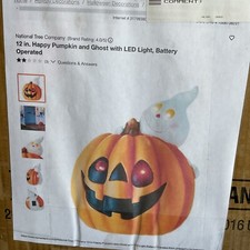 12 Inch Happy Pumpkin Ghost Led Light up Decoration