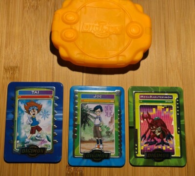 taco bell digimon metal cards Taco Bell Digimon Lot of 3 Metal Promo Cards + Case (Tai, Joe,  Megakabuterimon)