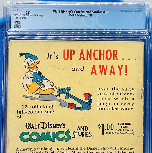 WALT DISNEY’S COMICS AND STORIES #28 (1943) PORTADA DE AÑO NUEVO - **CGC 2.5** - Imagen 6 de 7