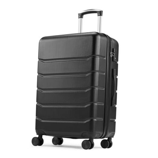 Luggage, Hard Shell ABS Suitcase with Double Spinner Wheels, 28 inch Black