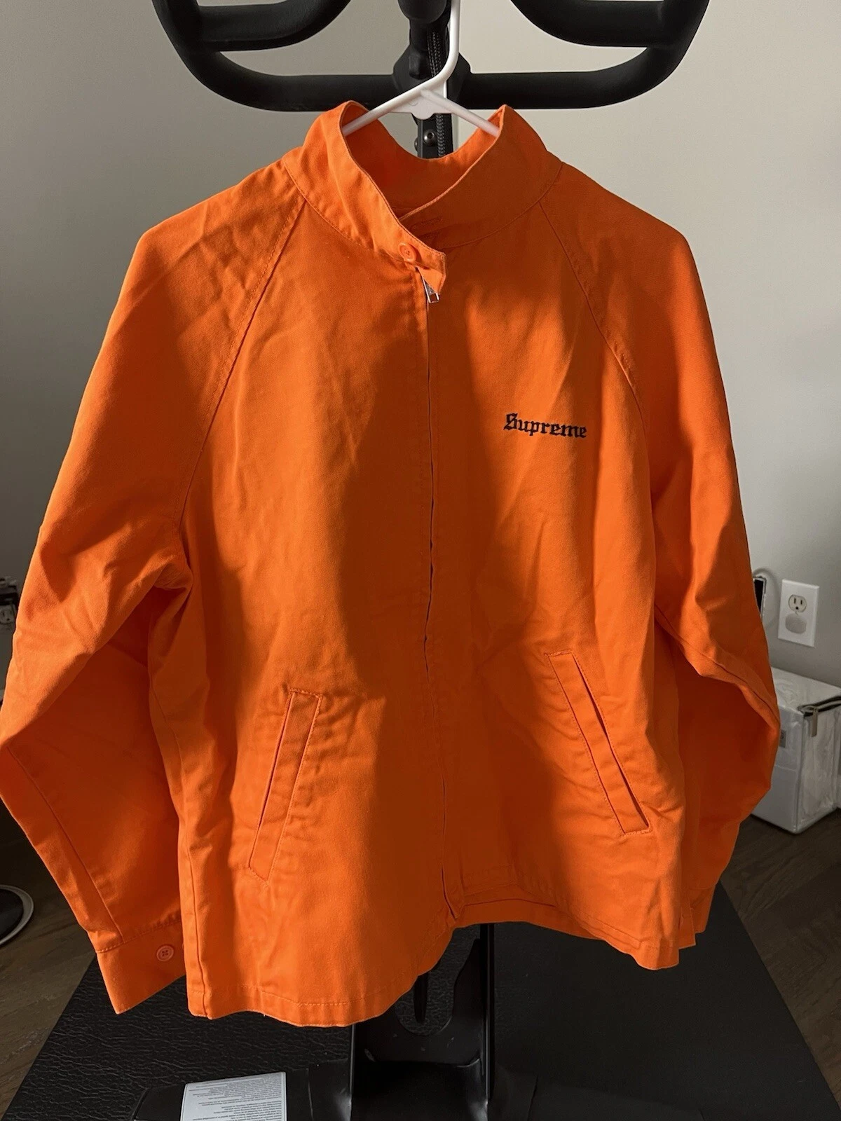 Veste orange Supreme New York Chief Harrington homme taille L FW17J20 RARE neuve