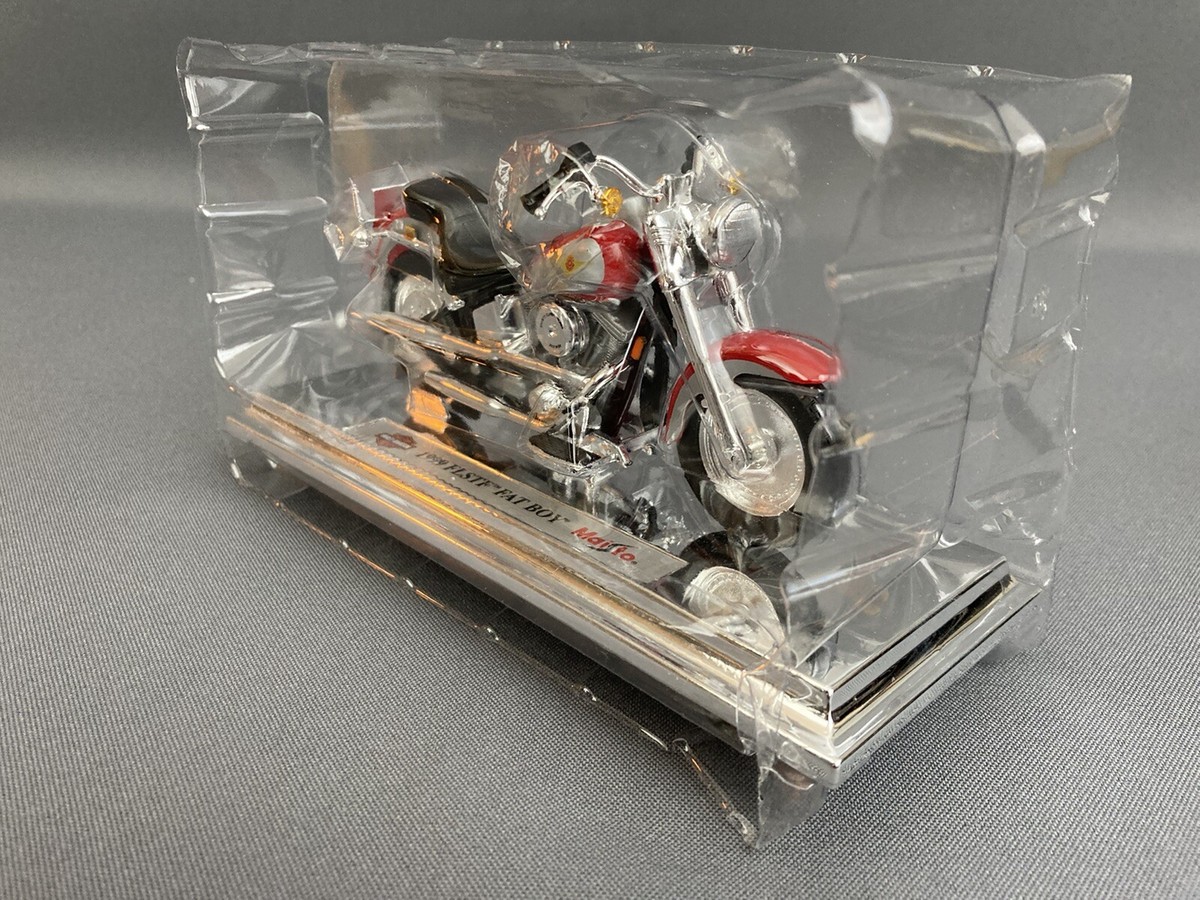 Maisto Harley Davidson FLSTF Fat Boy 1/18 Scale Red/Silver NIB w