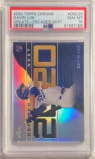 GAVIN LUX 2020 TOPPS CHROME UPDATE DECADE'S NEXT REFRACTOR RC PSA 10 GEM POP 77