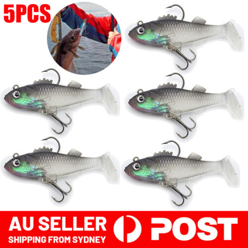 Soft Plastic Vibe Lures x5, 80mm, Vib Vibes Blade trazo transam Fishing Lure AUS