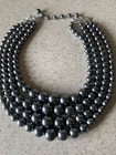 VINTAGE 4 STRAND GRAY BEADED NECKLACE 16" END TO END — photo 1