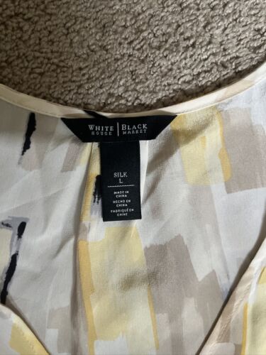 White House Black Market Womens Multicolor Geometric Silk Top Size L Barely Used - Picture 2 of 6