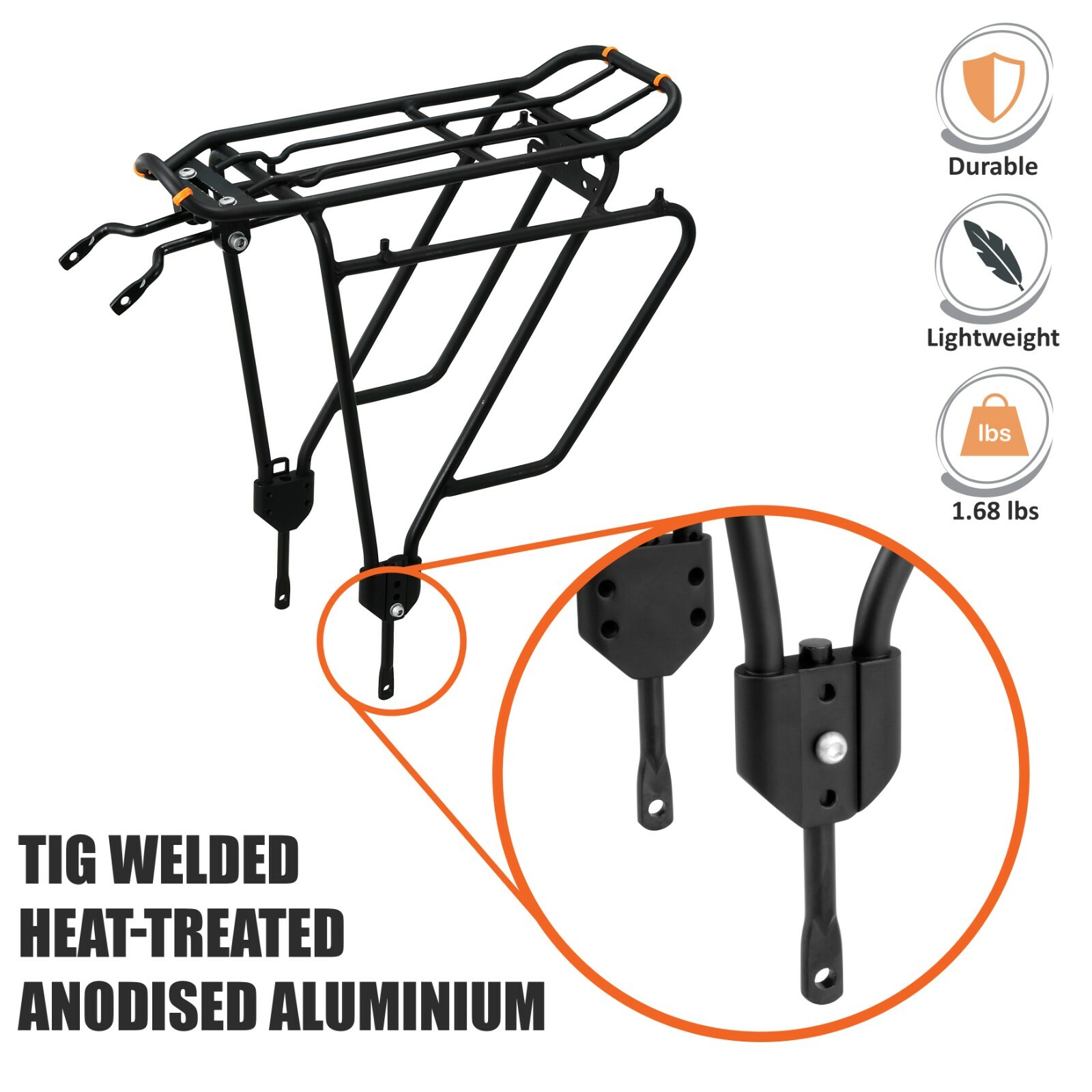 IBERA Bike Trunk Bag Rear Carrier Rack (Non Disc Brake Mount) Set Quick-Release