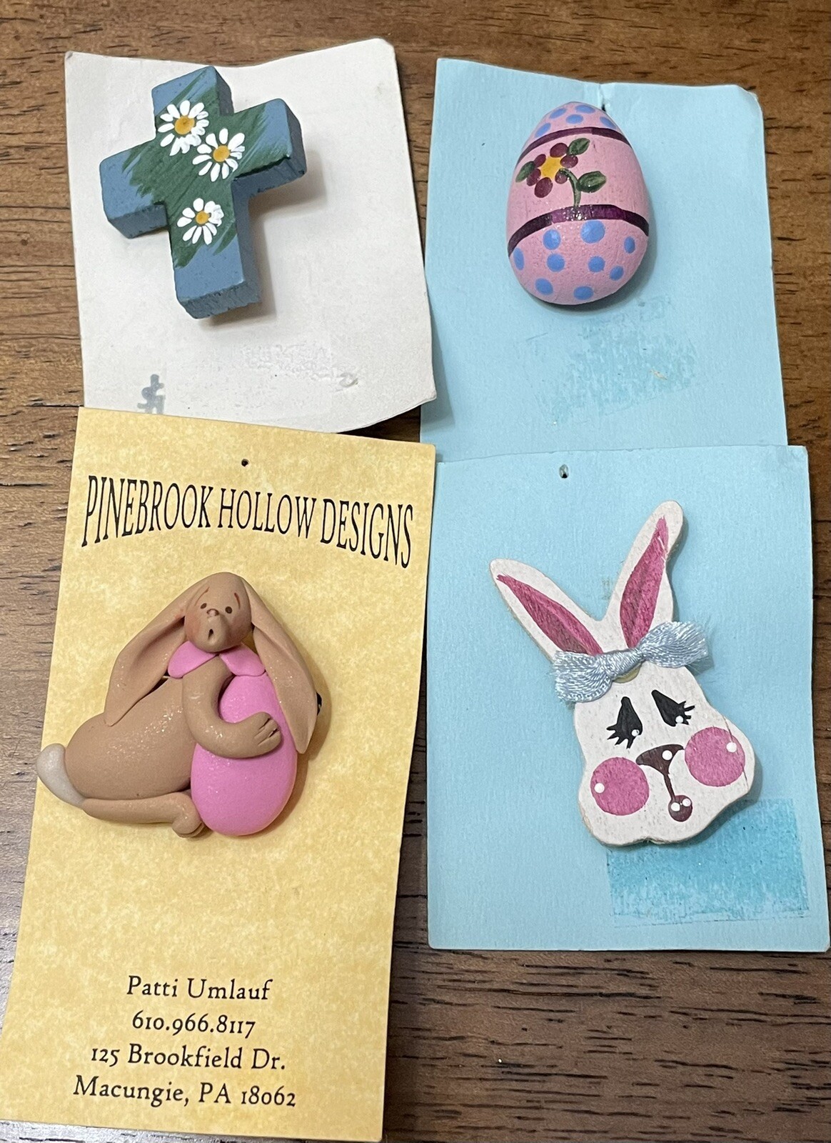 Set Of 4 Easter lapel Pins- Bunny Rabbit, Holy Cross, & Easter Egg