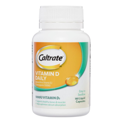 Caltrate Vitamin D Daily 1000UI Vitamin D3 Helps Calcium Absorption 180 Capsules