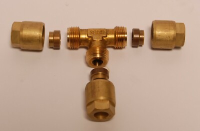 SERTO T-Stück Messing 10-3/8'' Schneidringverschraubung Klemmringverschraubung