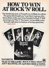 1977 Original Nazareth "Play 'N' The Game" Release Music Industry Promo Print Ad