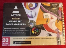 New ARTEZA Oil Based Paint Markers,  20 Assorted Colors Permanent Paint Pens